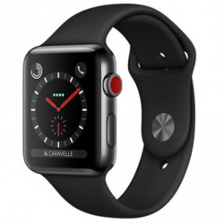 Apple Watch Series 3 boîtier en acier noir sidéral de 38mm avec Bracelet Sport noir Cellular