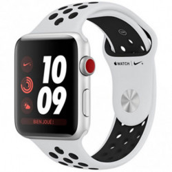 Apple Watch Nike+ Série 3 (38mm) Boîtier en aluminium argent avec Bracelet Sport Nike Platine pur/Noir (GPS + Cellular)