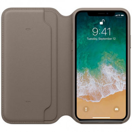 Apple Étui folio en cuir pour iPhone X - Taupe