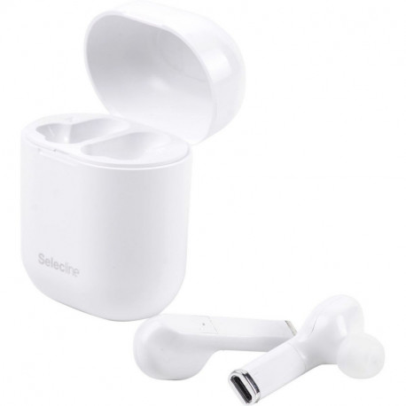 Selecline Écouteurs Bluetooth avec étui de recharge - Blanc - 145090