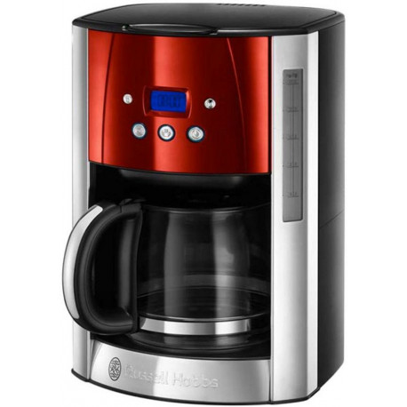 Russell Hobbs Cafetière Programmable Luna Rouge Inox 1000W 12 Tasses 23240-56