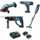 Makita Ensemble de 4 machines 18 V li-Ion 3 Ah (DHP453 + DGA452 + DHR202 + DCL180) DLX4126S