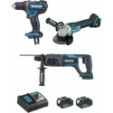 Makita Ensemble de 3 machines 18 V Li-Ion 4 Ah (DDF482 + DGA504 + DHR241) Makita DLX3078MJ