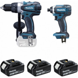 Makita Ensemble de 2 machines Perceuse + visseuse à chocs 18 Volts 5 Ah (DDF458 + DTD152) Makita DLX2144TJ1