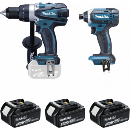 Makita Ensemble de 2 machines Perceuse + visseuse à chocs 18 Volts 5 Ah (DDF458 + DTD152) Makita DLX2144TJ1