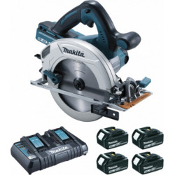 Makita Scie circulaire sans fil 36 Volts 2x18 Volts Li-Ion Ø diamètre 190mm (4 batteries) DHS710PT4J