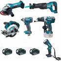 Makita Ensemble de 6 machines 18 V Li-Ion 4 Ah (DML185 + DJR186 + DGA452 + DTD152 + DSS610 + DHP458) Makita DLX6045M