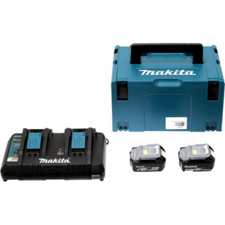 Makita Pack Énergie 18 V Li-Ion (2 batteries + 1 chargeur double) avec coffret MAKPAC Makita 197629-2