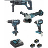 Makita Ensemble de 4 machines 18 V Li-Ion 5 Ah (DGA504 + DDF482 + DHR241 + DTD153) Makita DLX4080TX1
