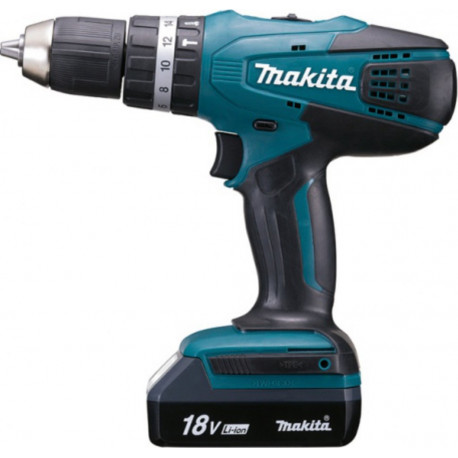 Makita Perceuse visseuse à percussion 18 Volts Li-Ion 1,1Ah diamètre 13mm modèle HP457DWE