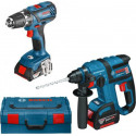 KIT 2 OUTILS 18 V L-BOXX GBH 18 V-EC + GSR 18-2-LI Plus Coffret L-BOXX, 2 batteries Li-Ion 18V 4,0Ah Bosch Pro 0615990H5M