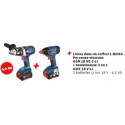 KIT 2 OUTILS 18 V L-BOXX GSR 18 VE-2-LI + GDX 18 V-LI Coffret L-BOXX, 2 batteries Li-Ion 18V 4,0Ah Bosch Pro 0615990GF7