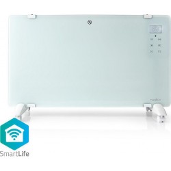 Nedis Radiateur Convecteur Intelligent Wi-Fi Thermostat Panneau Avant en Verre 2 000 W Blanc