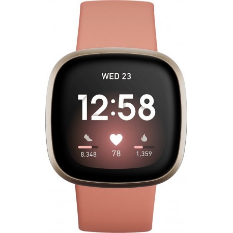 Fitbit Montre sport Versa 3 Or et Argile