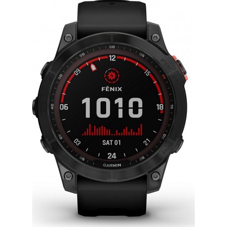 Garmin Montre sport Fenix 7 Solar gray avec bracelet noir