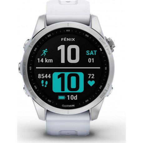 Garmin Montre sport Fenix 7S silver avec bracelet blanc