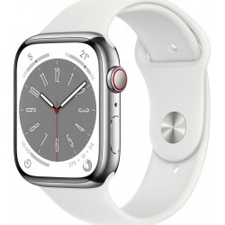 Apple Watch Montre connectée 45MM Acier Arg/Blanc Series 8 Cellular