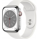 Apple Watch Montre connectée 45MM Acier Arg/Blanc Series 8 Cellular