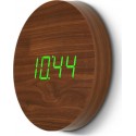 Gingko Réveil Wall Click Clock - LED Noyer / Vert