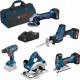 Bosch Jeu d'outils sans fil : GSR 18V-28 + GST 18V-LI S + GWS 18-125V-LI + GKS 18 V-LI + GSA 18 V-LI C + 3x4.0Ah GBA + GAL 18V-4