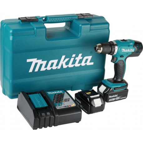 Makita Perceuse sans fil DDF453RFX1 18 Volt + coffret de 74 outils dans la valise