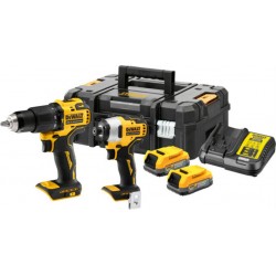 Dewalt Pack combiné batterie DeWalt 18V XR (sans balais) y compris perceuse-visseuse à percussion DCD709, clé à chocs 1/4 DCF809