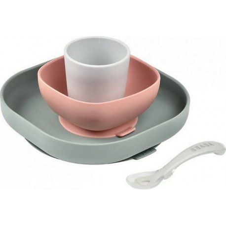 Beaba Coffret repas silicone 4 pieces eucalyptus