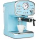 Klarstein espressionata gusto - machine à espresso 1100w, réservoir 1l, pression 15 bars - design rétro bleu pastel