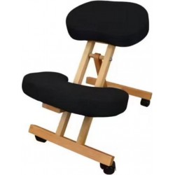 VIVEZEN Tabouret, chaise ergonomique, siège assis genoux en bois pliable et réglable - noir EGK994