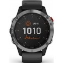 Garmin Montre sport Fenix 6 Solar Silver w/Black Band