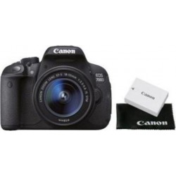 Canon Appareil Photo Reflex EOS 700D Noir + Objectif 18-55mm 18MP + Deuxième Batterie + Tissu de nettoyage optique