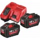 Milwaukee Pack 2 batteries 18V 5Ah + 1 batterie 12V 2Ah + chargeur M18 NRG-502 4933459217