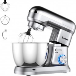 Giantex robot pâtissier 1300W avec bol 4,5l en acier inox batteur electrique à 8 vitesses réglables avec batteur,fouet,crochet