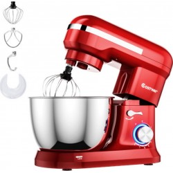 Giantex robot pâtissier 1300W avec bol 4,5l en acier inox batteur electrique à 8 vitesses réglables avec batteur,fouet,crochet