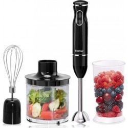 Giantex mixeur plongeant 3 en 1 300W en acier inoxydable 2 vitesses réglable - hachoir, fouet, mixeur et bécher noir
