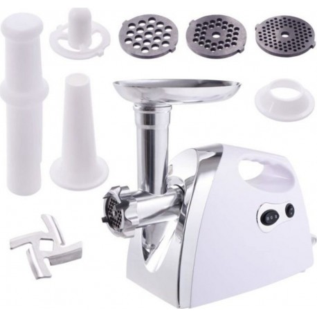 Giantex hachoir à viande electrique, machine à saucisse 1200W en abs + alliage d'aluminium + acier allié, 3 lames, blanc