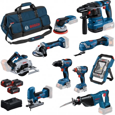 Bosch Bleu TN10 Set Combi 10 pièces - Set d'outils professionnels 18V avec sac à outils