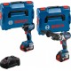 Bosch Bleu 0615990N2W Perceuse sans fil GSR 18V-110 + clé à chocs GDR 18V-210 C 18 Volt 5.0 AH Li-Ion en L-BOXX