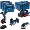 Bosch Bleu 0615990N36 Combiset 18V 4 machines 1x 4.0Ah 2x 5.5 Ah et chargeur en L-BOXX