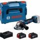 Bosch Bleu 06019N4302 GWS18V-11PS Meuleuse d'angle Accu 2x GBA 18V 5.0Ah et chargeur GAL 12V/18V-80 en L-Boxx