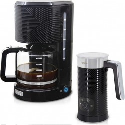 Briebe Cafetière filtre Set Cafetière+Mousseur à Lait,SKT1188BLK