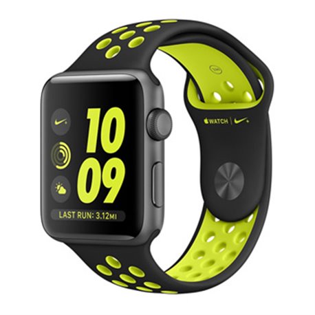 Apple Watch Nike+ Série 2 boîtier en aluminium gris sidéral de 42mm avec Bracelet Sport Nike Noir/Volt